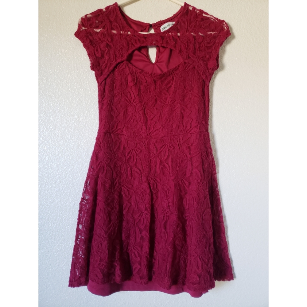 Red lace mini dress